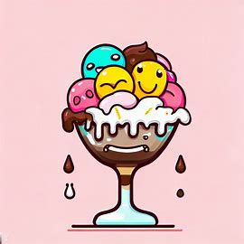 Design a unique and creative ice cream sundae with toppings that depict different emotions.. Image 1 of 4