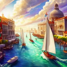 Imagine a vibrant, sailing regatta racing through Venice's Grand Canal