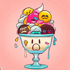 Design a unique and creative ice cream sundae with toppings that depict different emotions.. Image 4 of 4