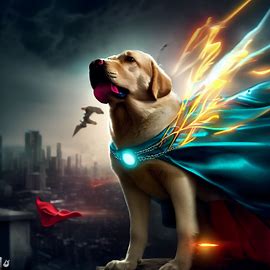 Imagine a superhero Labrador dog saving the city from evil forces.. Image 3 of 4