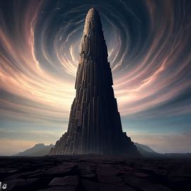 Imagine a massive, towering basalt tower that starts as a wide base and spirals up into the sky creating a magnificent architectural feat.. Image 4 of 4