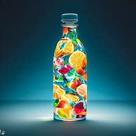 Imagine a water bottle made out of clear crystal, filled with vibrant and refreshing fruit slices.