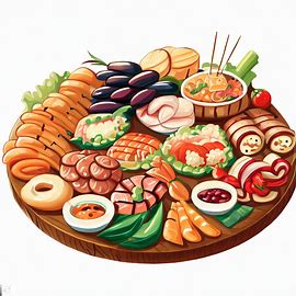 Illustrate a collection of mouth-watering appetizers arranged on a platter.. Image 3 of 4