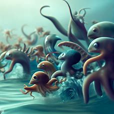 magine a group of sea creatures having a swim race