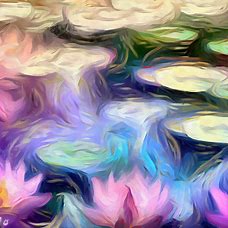 Create a beautiful and whimsical artistic representation of the iconic Monet painting 'Water Lilies.