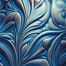 Draw a beautiful macro shot of intricate blue wallpaper patterns.