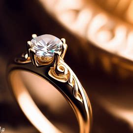 A beautiful, golden solitaire ring in a luxurious setting. Image 2 of 4