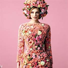 Create a unique, stylish attire made entirely out of flowers. Image 4 of 4