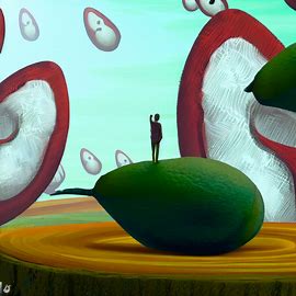 Draw a surreal landscape featuring avocados in unexpected ways.. Image 2 of 4