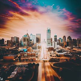 Create a beautiful picture of the iconic city of Dallas, Texas, capturing its vibrant energy and rich cultural heritage.. Image 1 of 4