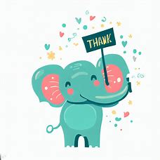 Create a whimsical and playful image of a grateful elephant holding a "Thank You" sign.