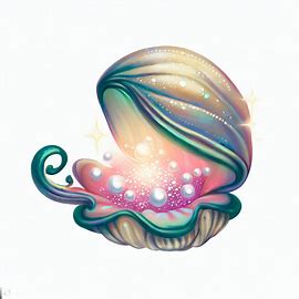 Draw a fantastical clam with glittering pearls inside its shell.. Image 3 of 4
