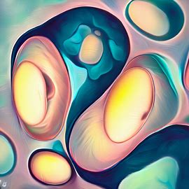 Create a whimsical, surreal rendering of the cellular process of meiosis.. Image 1 of 4
