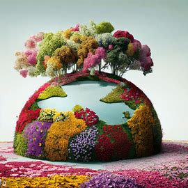 Create an image of a world made entirely out of flowers. Image 2 of 4