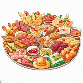 Illustrate a collection of mouth-watering appetizers arranged on a platter.. Image 4 of 4
