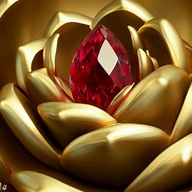 A golden statue of an artichoke with a gleaming ruby in the center. Image 4 of 4