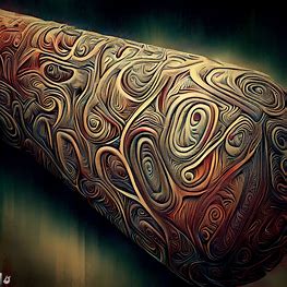 Create an image of a giant baseball bat with intricate designs and textures.