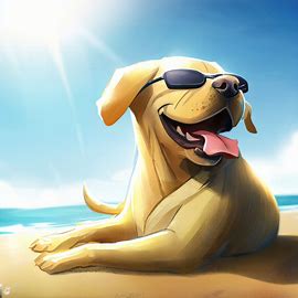 Draw a Labrador dog enjoying a sunny day at the beach.. Image 3 of 4