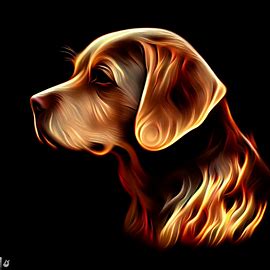 Create a beautiful and unique depiction of a Labrador dog with flames.. Image 4 of 4