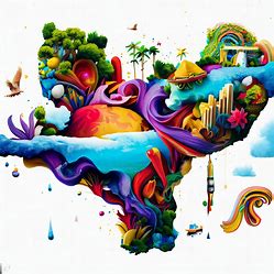 Create a unique and surreal representation of central america, filled with unexpected, whimsical elements.