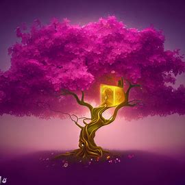Create an image of a bougainvillea tree with a hidden treasure map in its branches.. Image 2 of 4