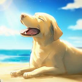 Draw a Labrador dog enjoying a sunny day at the beach.. Image 4 of 4