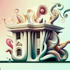Create a fanciful depiction of the White House with a unique and quirky design