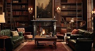 Image result for Dark Academia Living Room