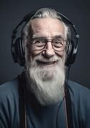 Image result for Old Person Wearing Headphones