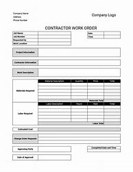 Image result for Contractor Work Order Form Template