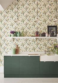 Image result for Kitchen Wallpaper Shelves