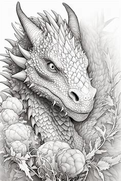Dragon, Draco, coloring page/ Adults | Cool dragon drawings, Dragon tattoo art, Dragon sketch