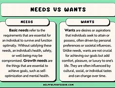 Image result for Difference Between Needs and Wants