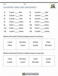 Image result for Yard Feet Inches Worksheet