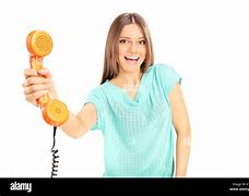Image result for Woman Holding Wired Phone