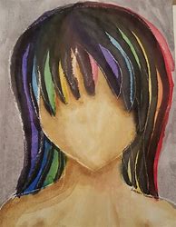 Image result for Anime Art White and Rainbow Hair