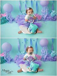 Baby girl 1st birthday, Mermaid theme birthday, 1st birthday pictures