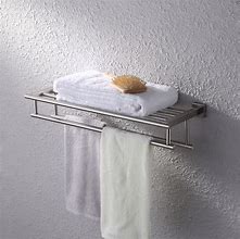 Image result for Hotel Bathroom Towel Rack with Shelf