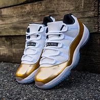 Image result for Jordan 11 Gold and White High Top