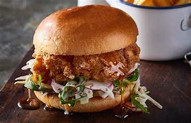 Image result for Southern Fried Chicken Burger with Cheese and Bacon