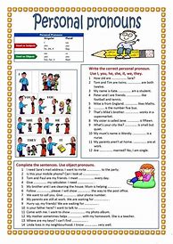 Image result for Personal Pronouns Activity Sheets