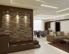 Image result for Stone Wall Living Room Design