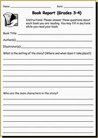 Image result for 3rd Grade Book Review Template