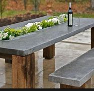 Image result for Cement Bench Top Wood Legs