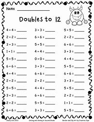 Image result for Doubles Worksheets for First Grade