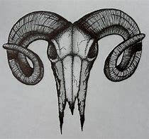 Image result for Skull with Ram Horns Drawing