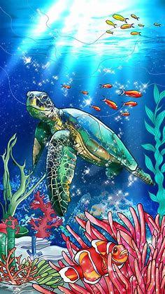 Pin by ✨MamZelle✨ on Number painting | Turtle painting, Sea turtle painting, Ocean art painting