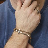 Image result for Men's Leather Bracelet with Cross