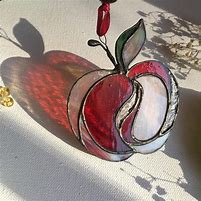 Image result for Glass Apple with Cardinal and Dogwood Flower
