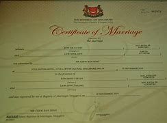 Image result for Singapore Marriage Certificate